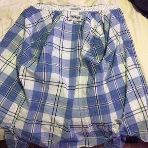 Express Blue/White Plaid Dress Shirt (Small)